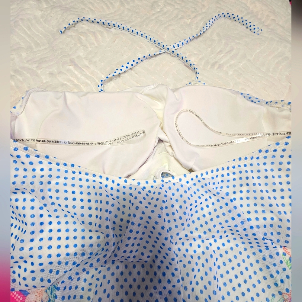 COCO REEF Aura Mesh Ruffle Bra Cropped Tankini Top High Neck. Size: 38 C - Picture 5 of 8